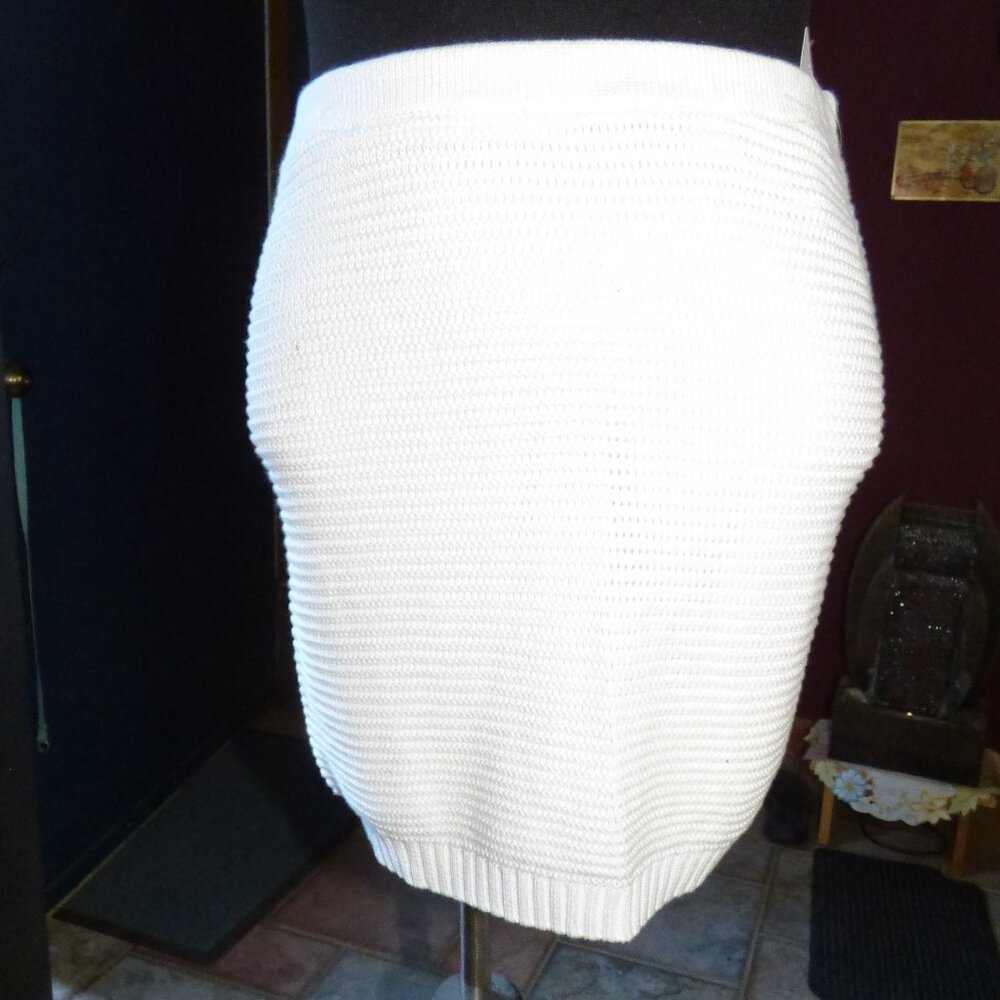 STITCH & PINE GOTH BOHO BRIGHT WHITE KNIT SWEATER MINI SKIRT WITH LINING XL